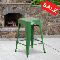Flash Furniture CH-31320-24-GN-GG Backless Metal Barstool in Green